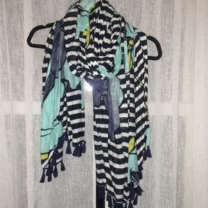 Striped scarf with flower print